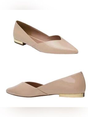 Linea Paolo Nasya Leather Pointed Toe Flat Blush Gold New In Box Size 7.5